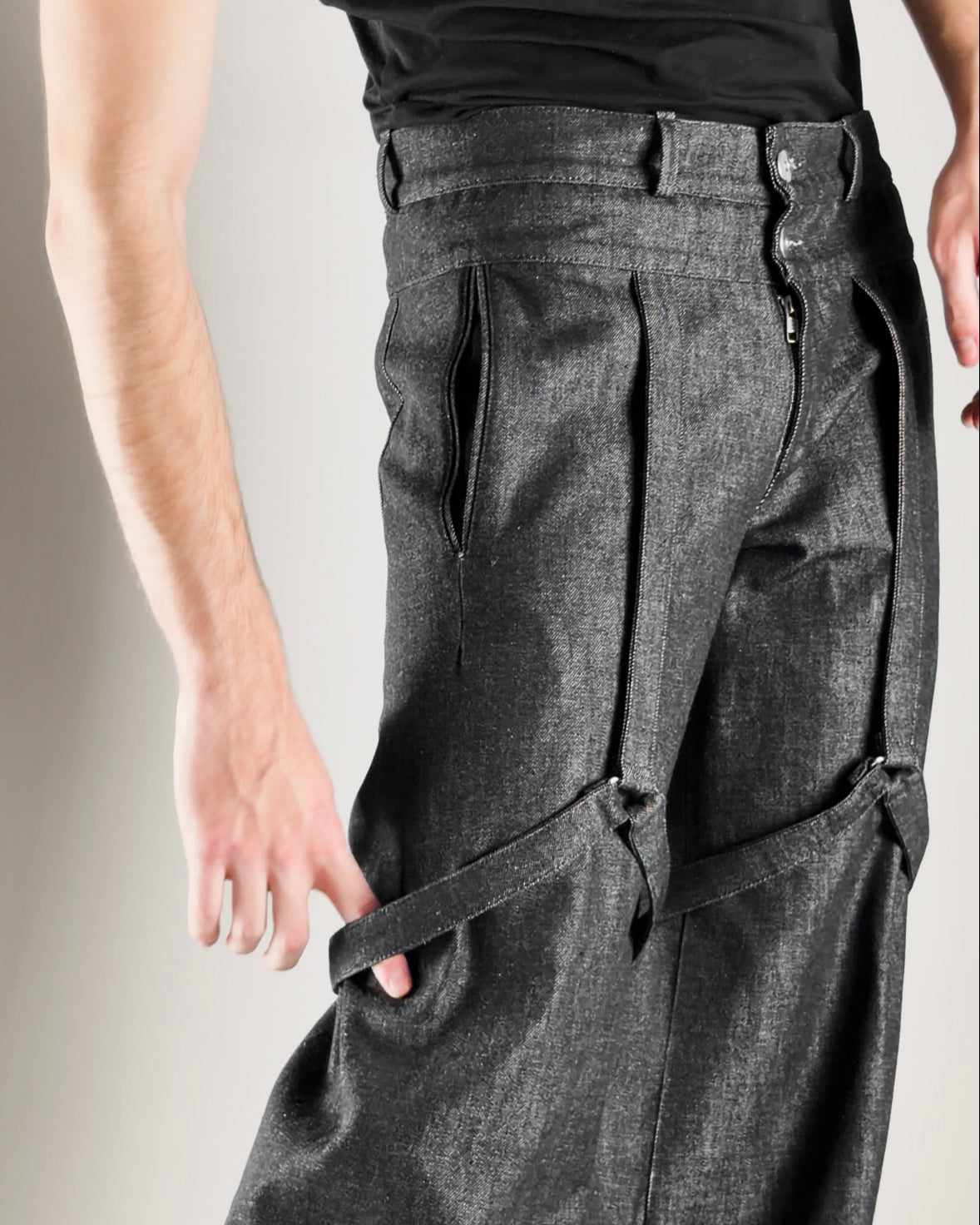 double waist baggy-flared jeans
