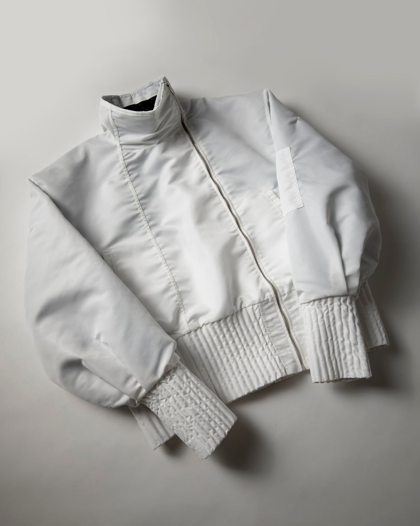 white flight nylon bomber