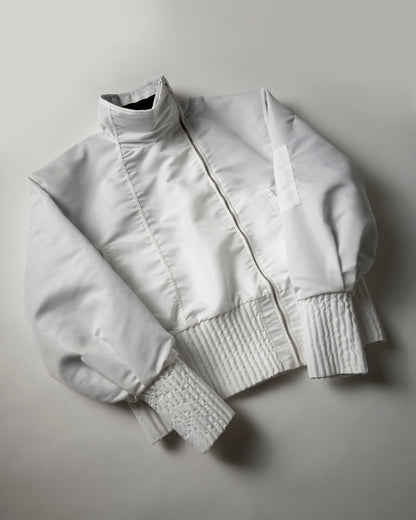 white flight nylon bomber