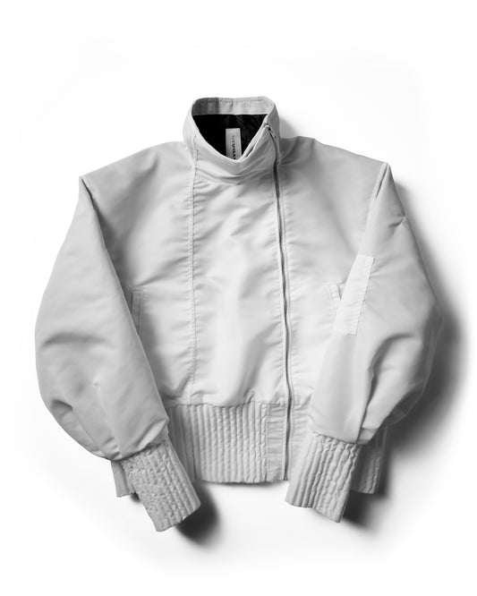 white flight nylon bomber