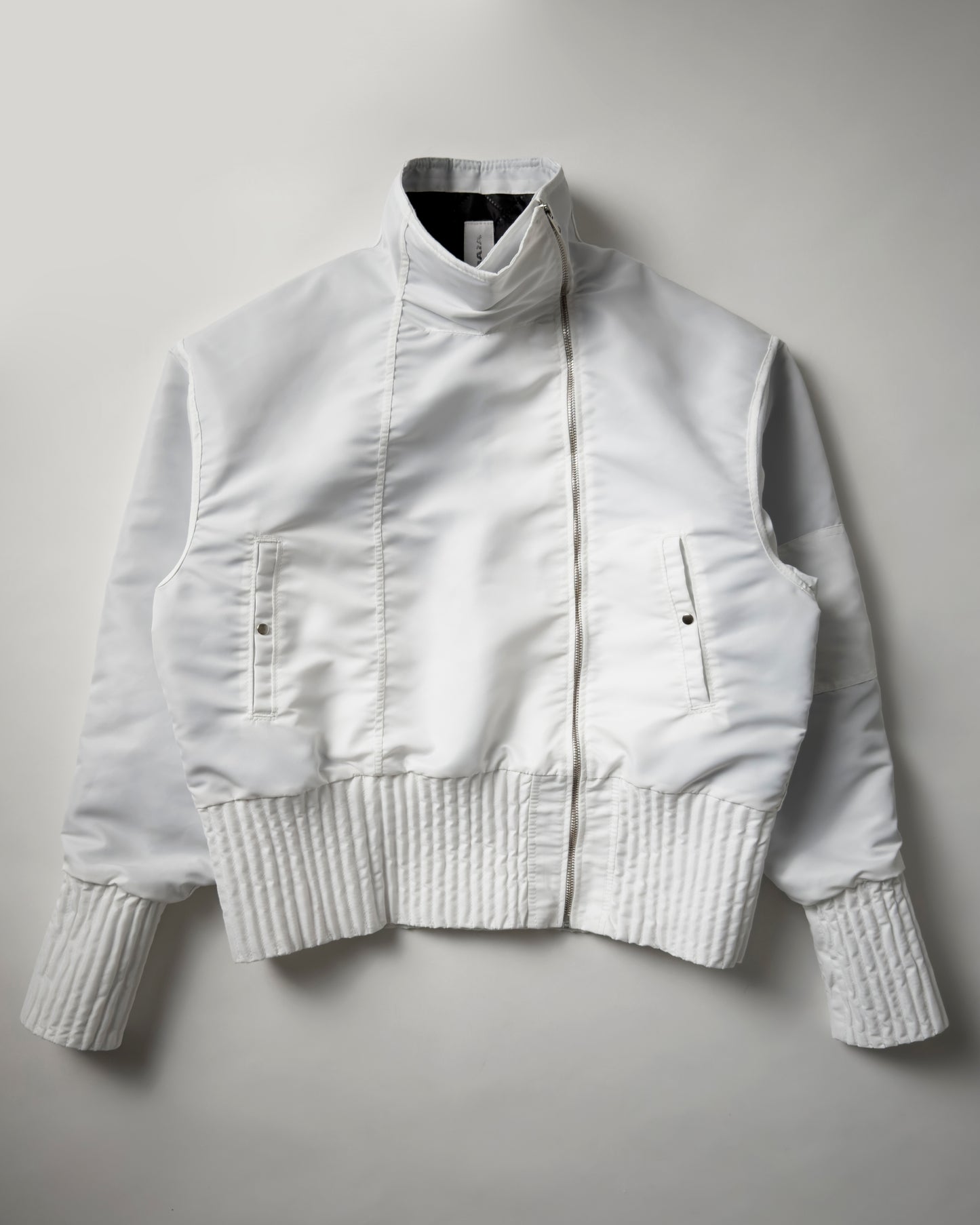 white flight nylon bomber