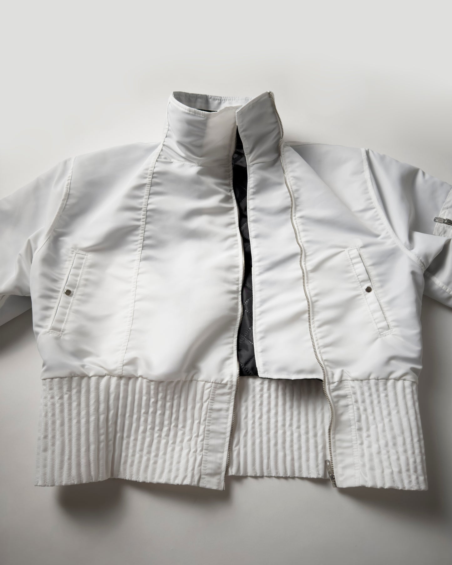 white flight nylon bomber