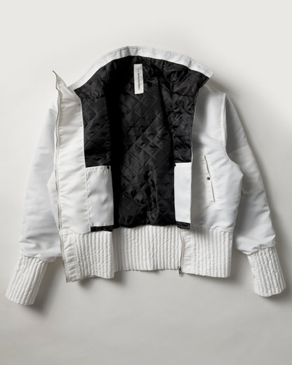 white flight nylon bomber