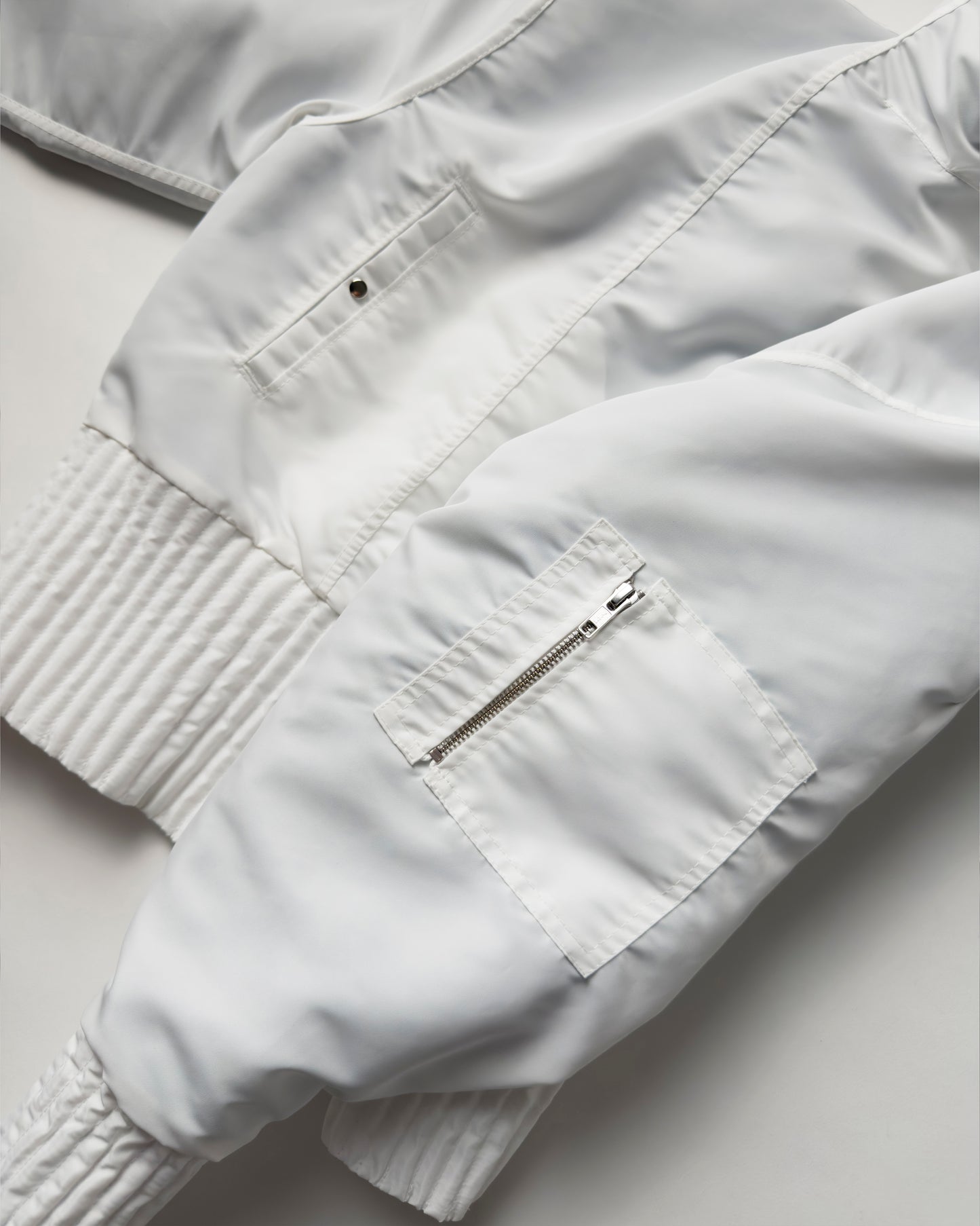 white flight nylon bomber