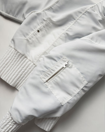 white flight nylon bomber