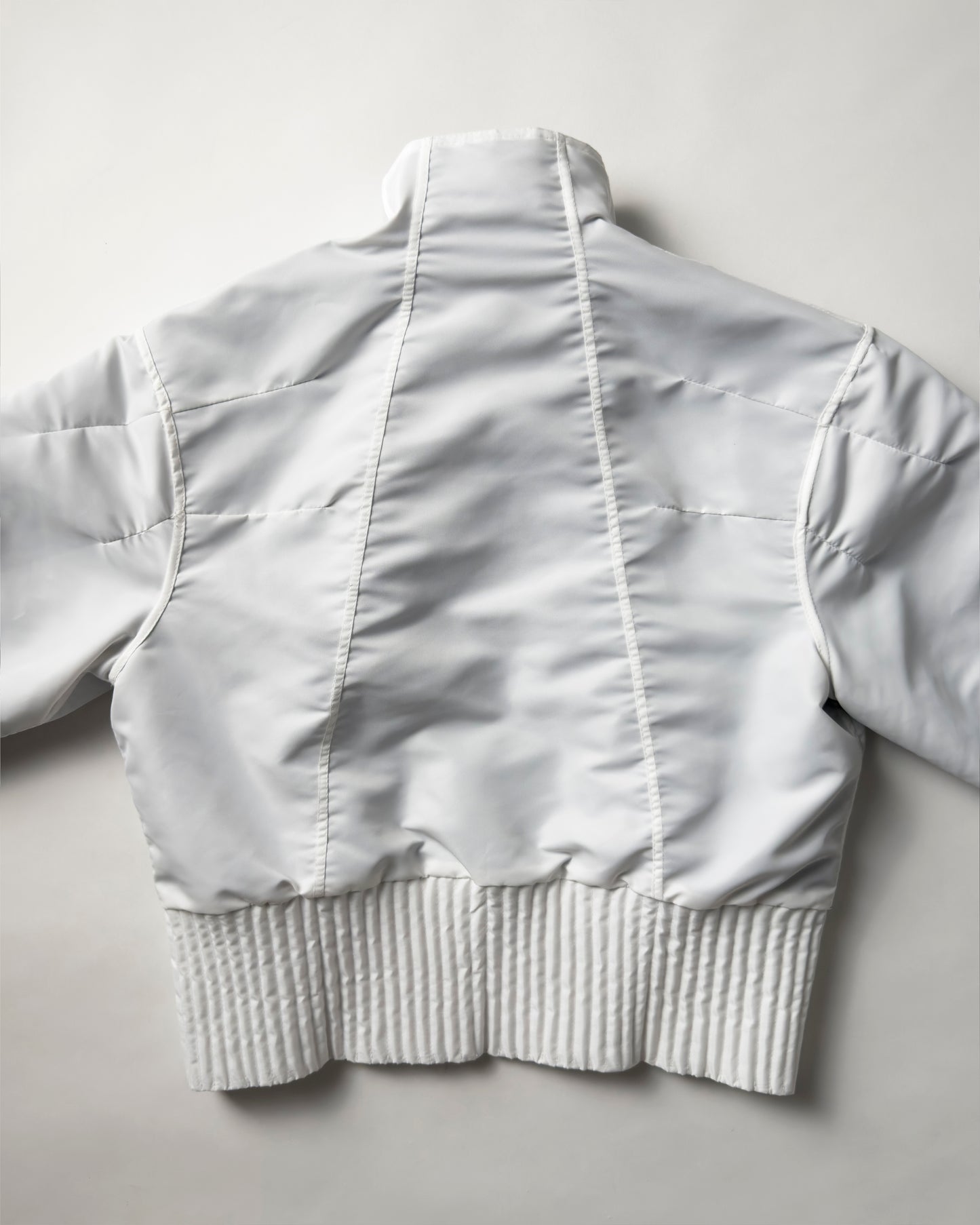 white flight nylon bomber