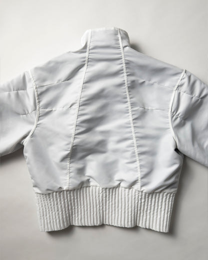 white flight nylon bomber