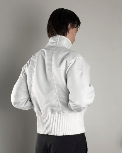 white flight nylon bomber