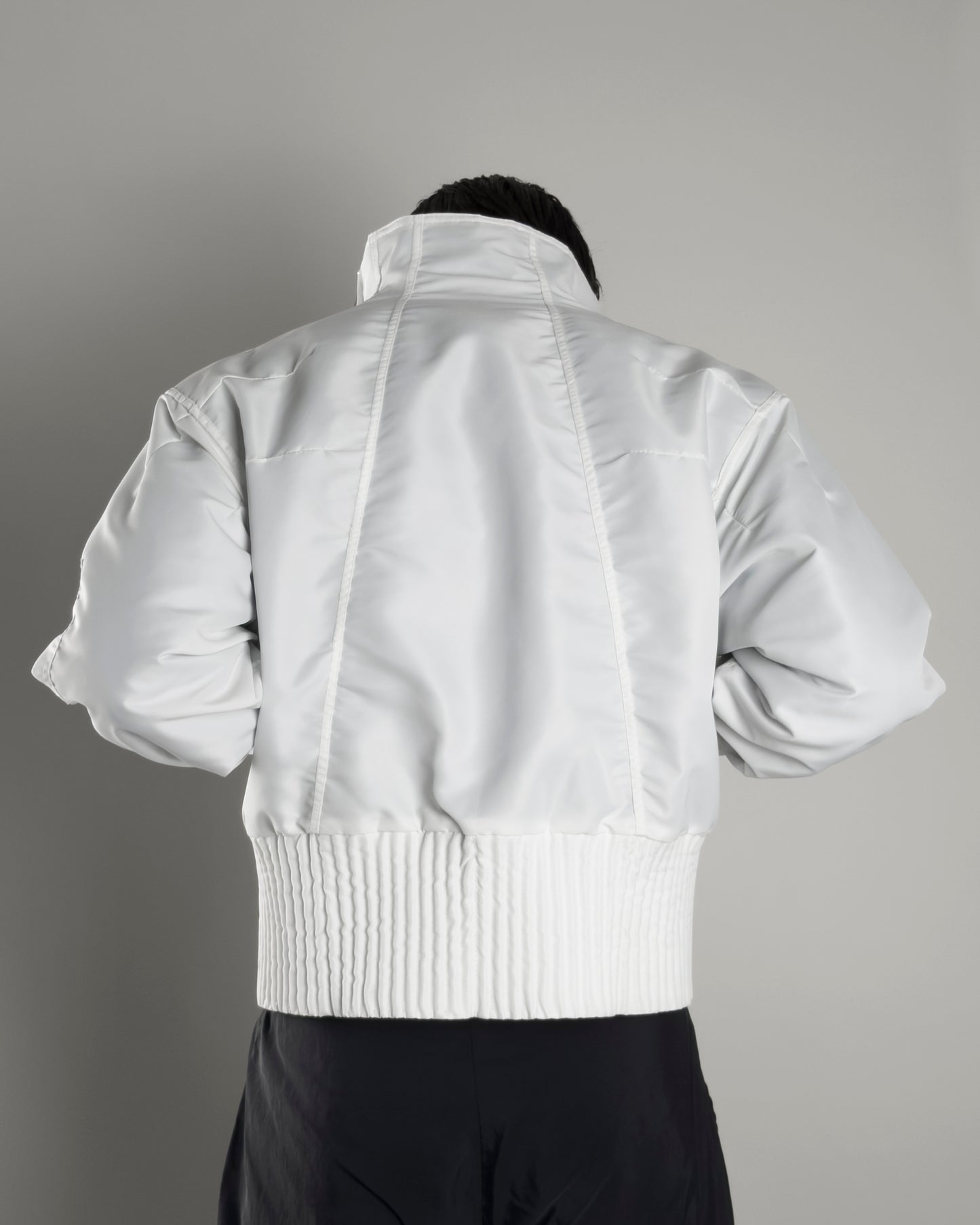 white flight nylon bomber