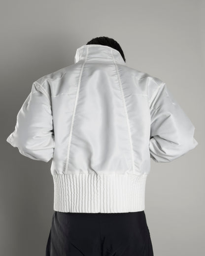 white flight nylon bomber