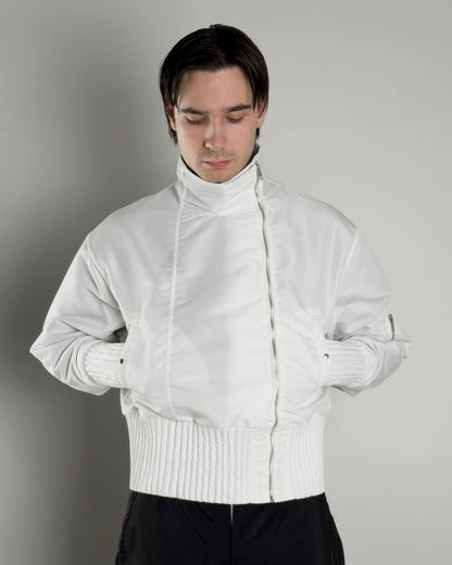 white flight nylon bomber