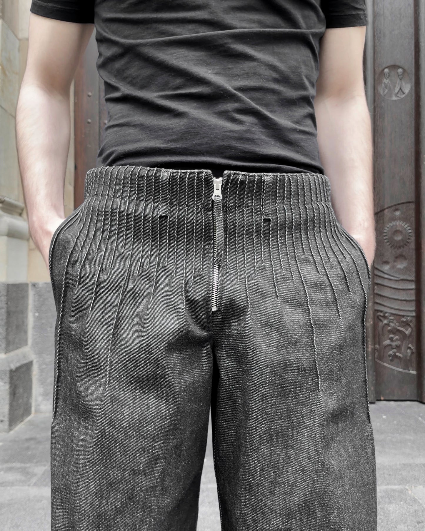 pleats denim men