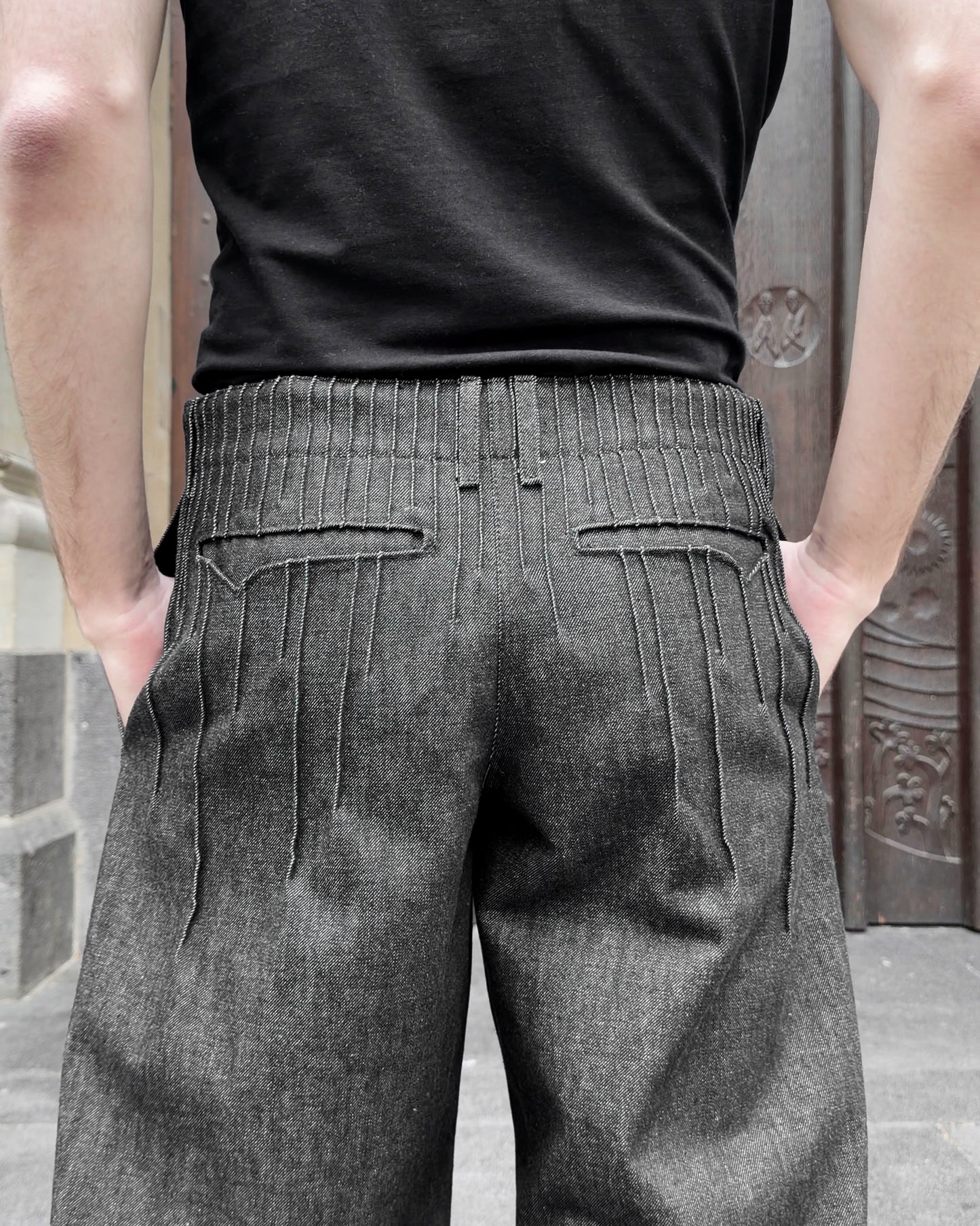 pleats denim men