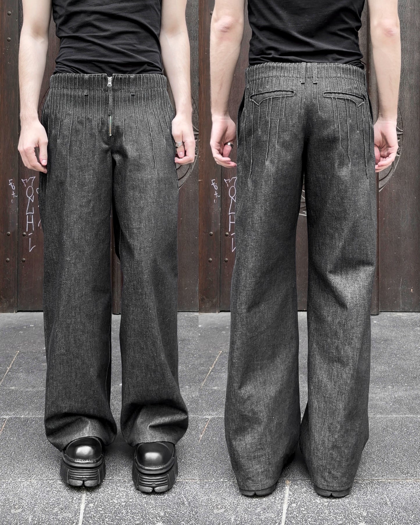 pleats denim men