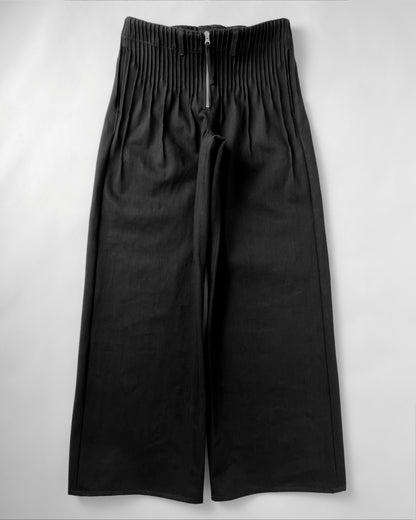 pleats black denim men
