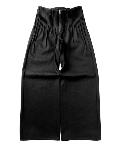 pleats black denim men