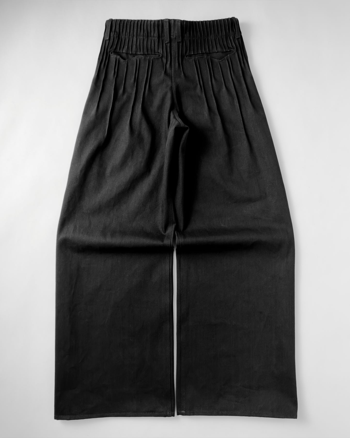 pleats black denim men