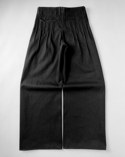 pleats black denim men