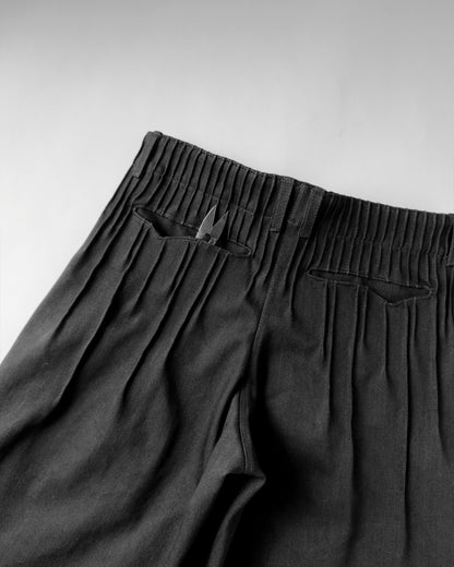 pleats black denim men