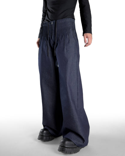 Pleats denim Navy