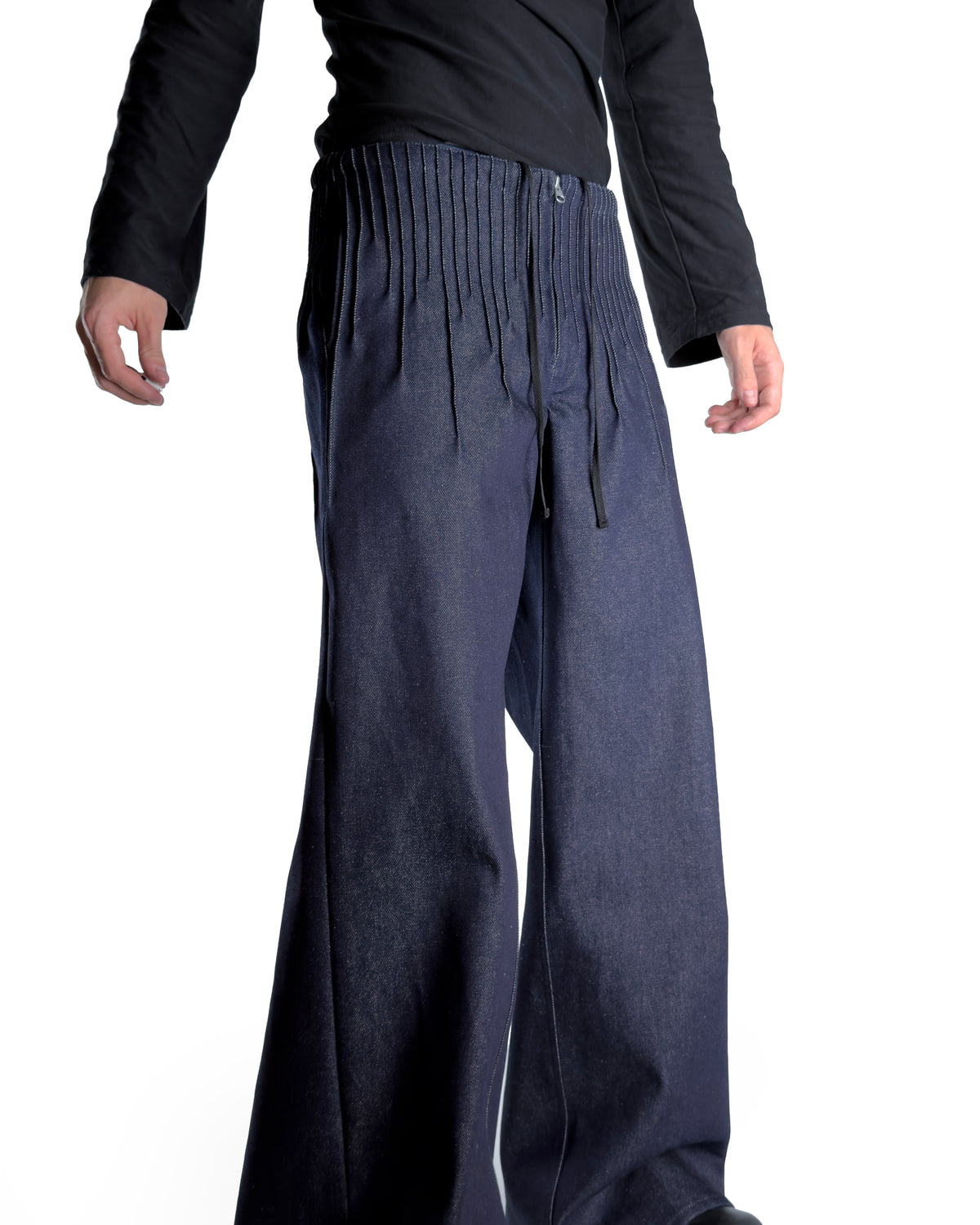 Pleats denim Navy