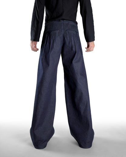 Pleats denim Navy