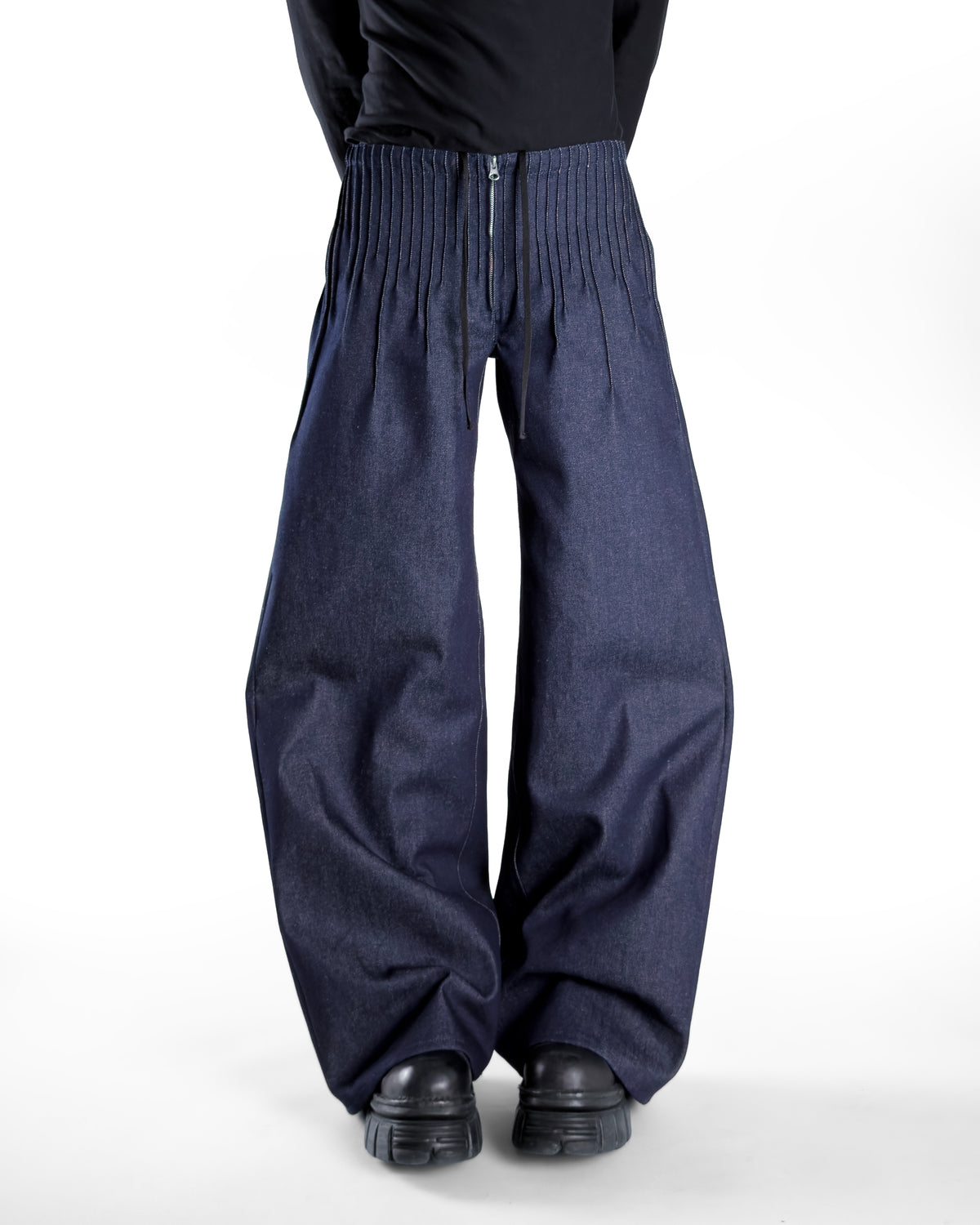 Pleats denim Navy