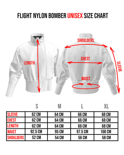 white flight nylon bomber